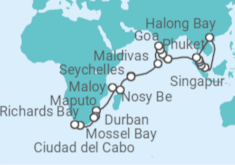 Itinerario del Crucero Tesoros del Océano Índico - Oceania Cruises