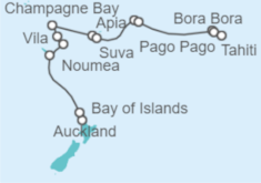 Itinerario del Crucero Desde Auckland (Nueva Zelanda) a Papeete (Polinesia Francesa) - Oceania Cruises