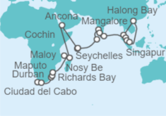 Itinerario del Crucero Desde Ciudad del Cabo, Sudáfrica a Singapur - Oceania Cruises