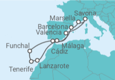 Itinerario del Crucero Mediterráneo y paisajes volcánicos - Costa Cruceros