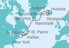 Itinerario del Crucero De Reykjavik (Islandia) a Nueva York - NCL Norwegian Cruise Line