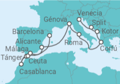 Itinerario del Crucero Desde Barcelona a Venecia - MSC Cruceros