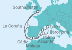 Itinerario del Crucero España, Francia, Reino Unido TI - MSC Cruceros