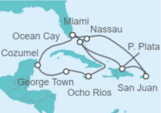 Itinerario del Crucero Bahamas, Puerto Rico, Estados Unidos (EE.UU.), Jamaica, Islas Caimán, México TI - MSC Cruceros