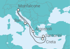 Itinerario del Crucero Grecia, Italia y Creta - MSC Cruceros