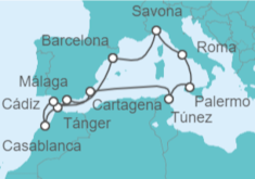 Itinerario del Crucero Entre los colores Marruecos y Túnez - Costa Cruceros