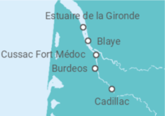 Itinerario del Crucero El Garona y el Dordoña desde Burdeos  - CroisiEurope