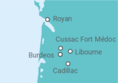 Itinerario del Crucero Crucero en Aquitania de Burdeos a Royan, el estuario de la Gironda, el Garona y Dordoña  - CroisiEurope