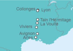 Itinerario del Crucero Escalas imprescindibles del Ródano entre Lyon, la Camarga y la Provenza con cena en el restaurante d - CroisiEurope