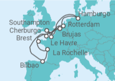 Itinerario del Crucero Francia, Reino Unido, Alemania, Holanda, España TI - MSC Cruceros