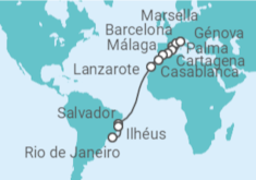 Itinerario del Crucero Desde Barcelona a Río de Janeiro (Brasil) - MSC Cruceros