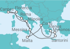 Itinerario del Crucero Islas griegas: Santorini, Atenas y Florencia 2025 - NCL Norwegian Cruise Line