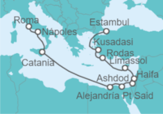 Itinerario del Crucero Desde Civitavecchia (Roma) a Estambul (Turquía) - NCL Norwegian Cruise Line