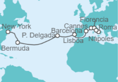 Itinerario del Crucero Transatlántico: Italia, Francia y España  - NCL Norwegian Cruise Line