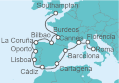 Itinerario del Crucero Desde Southampton (Londres) a Civitavecchia (Roma) - NCL Norwegian Cruise Line