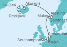 Itinerario del Crucero Islandia, Noruega y Bélgica 2025 - NCL Norwegian Cruise Line