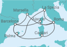 Itinerario del Crucero Italia, Francia, España - AIDA