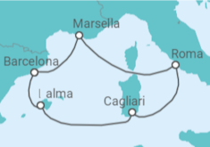 Itinerario del Crucero Italia, Francia, España - AIDA