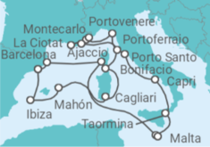 Itinerario del Crucero España, Italia, Francia, Mónaco, Portugal, Malta - Seabourn
