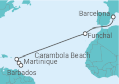 Itinerario del Crucero Desde Barcelona a Barbados - Seabourn