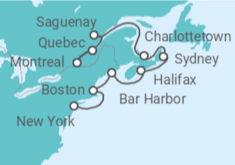 Itinerario del Crucero New-York, Canada y Nueva Inglaterra - desde Barcelona - Princess Cruises