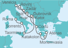 Itinerario del Crucero Desde Civitavecchia (Roma) a Piran - WindStar Cruises