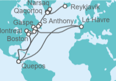 Itinerario del Crucero Desde Reykjavik (Islandia) a Boston (EEUU) - WindStar Cruises