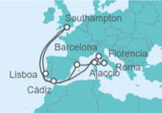 Itinerario del Crucero Mediterráneo Occidental desde Londres - Cunard