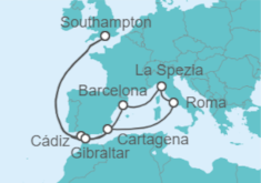 Itinerario del Crucero Mediterráneo Occidental desde Londres - Cunard
