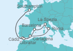 Itinerario del Crucero Mediterráneo Occidental desde Londres - Cunard
