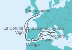 Itinerario del Crucero Mediterráneo Occidental desde Londres - Cunard