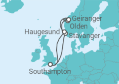Itinerario del Crucero Fiordos Noruegos - Cunard