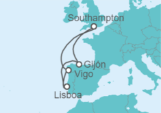 Itinerario del Crucero Gijón, Vigo y Lisboa - Cunard