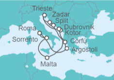 Itinerario del Crucero Italia y Adriático - Cunard