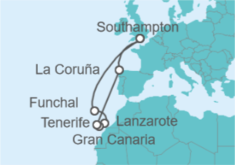 Itinerario del Crucero Paisajes Volcánicos en las Islas Canarias - Cunard