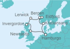Itinerario del Crucero Reino Unido y Noruega - AIDA