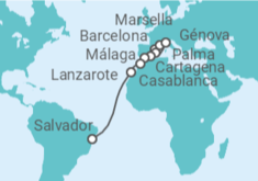 Itinerario del Crucero Francia, Italia, España, Marruecos - MSC Cruceros