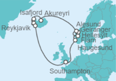 Itinerario del Crucero Fiordos Noruegos e Islandia - Princess Cruises