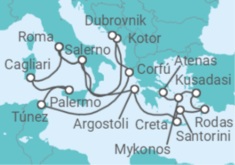 Itinerario del Crucero Mares del Gran Mediterráneo - Princess Cruises