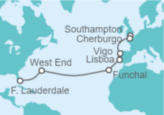 Itinerario del Crucero De Londres a Miami - Princess Cruises