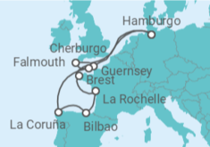 Itinerario del Crucero Francia, España, Guernsey, Reino Unido - MSC Cruceros