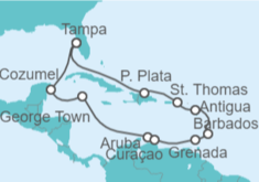 Itinerario del Crucero Curaçao,Aruba, Barbados y Cozumel - NCL Norwegian Cruise Line