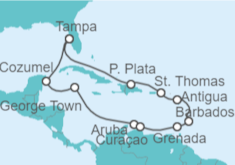 Itinerario del Crucero Curaçao,Aruba, Barbados y Cozumel - NCL Norwegian Cruise Line