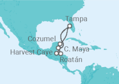 Itinerario del Crucero Harvest Caye, Cozumel y Roatán - NCL Norwegian Cruise Line