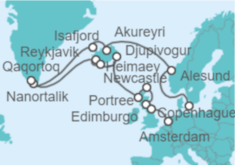 Itinerario del Crucero Misterios de Islandia, Groenlandia y Escocia - Holland America Line