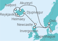 Itinerario del Crucero Noruega y Fiordos de Islandia - Holland America Line