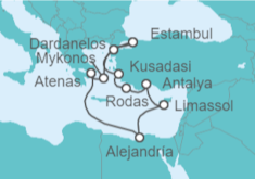 Itinerario del Crucero Egipto, Chipre, Turquía, Grecia - Holland America Line