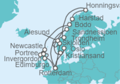Itinerario del Crucero Sagas Vikingas, Cabo Norte y Sol de Medianoche - Holland America Line