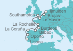 Itinerario del Crucero Francia, España, Portugal y Bélgica - NCL Norwegian Cruise Line