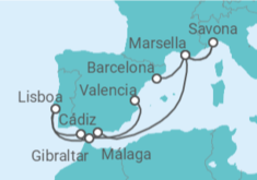 Itinerario del Crucero Francia, Italia, España, Portugal, Gibraltar - Costa Cruceros